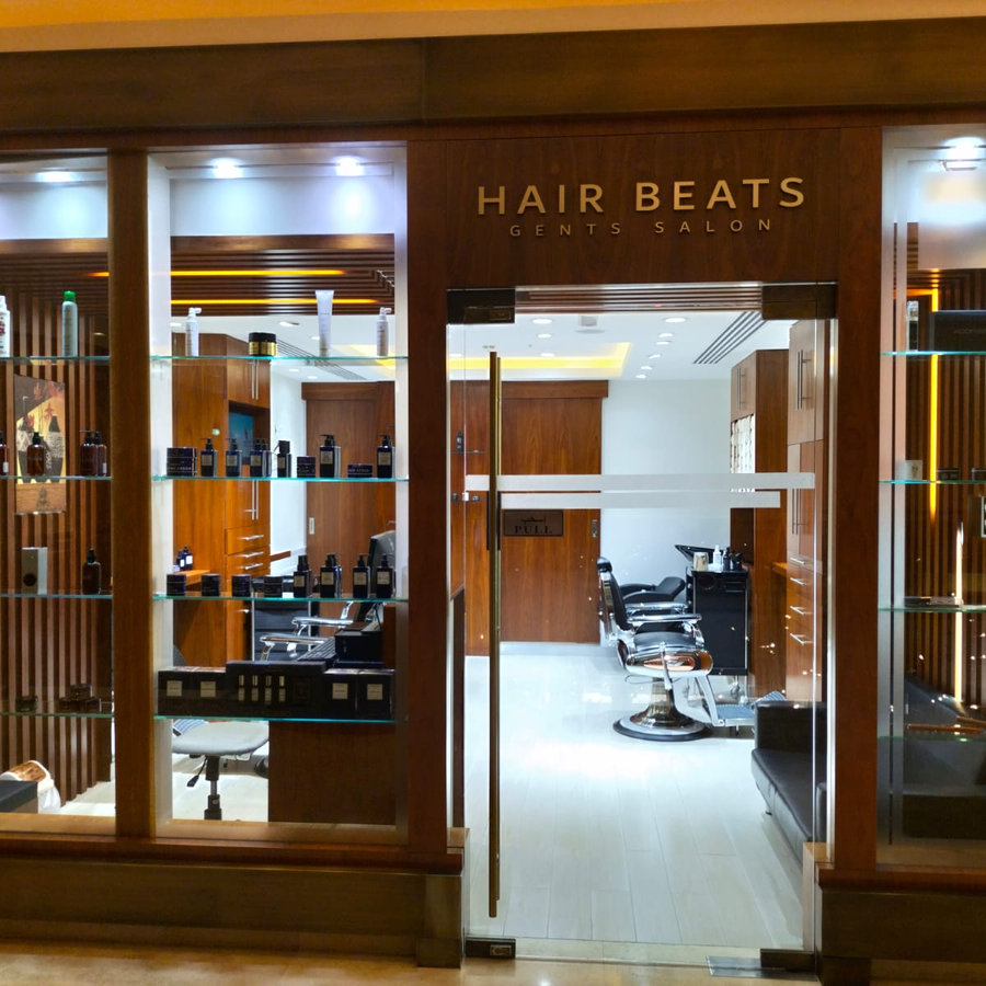 Entrance to Hair Beats Gents Salon at Amwaj Rotana Hotel